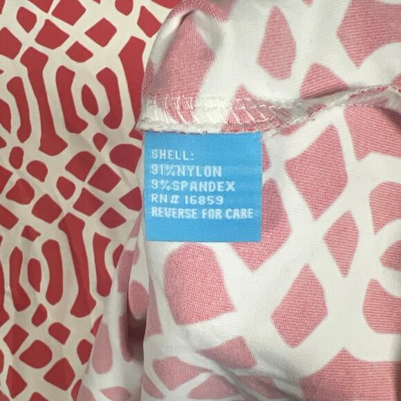 J McLaughlin Nylon Women Pink Geometric Dunham Ruffle Top XS - Picture 4 of 7